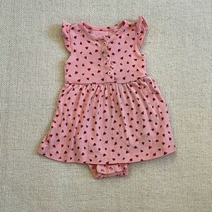 Baby girl clothes. Pink dress with built in underwear. 12 months.